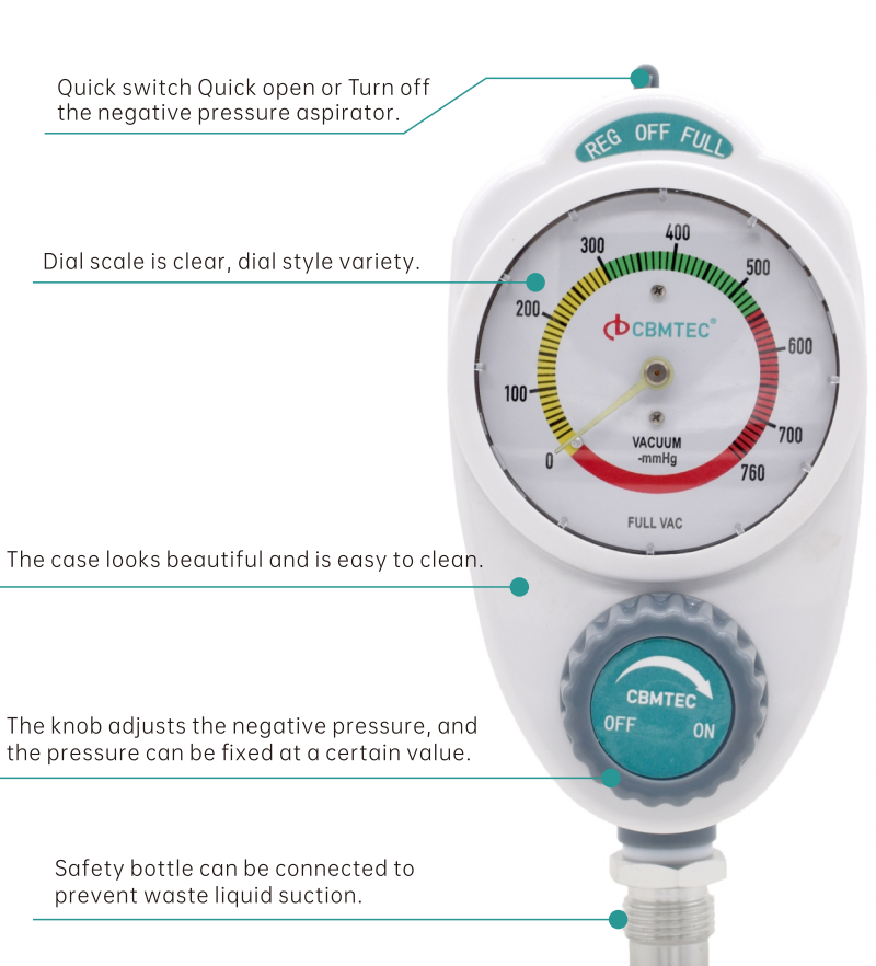 US-Style Medical Suction Regulator with Automatic Safety Shutoff and Pressure Control2