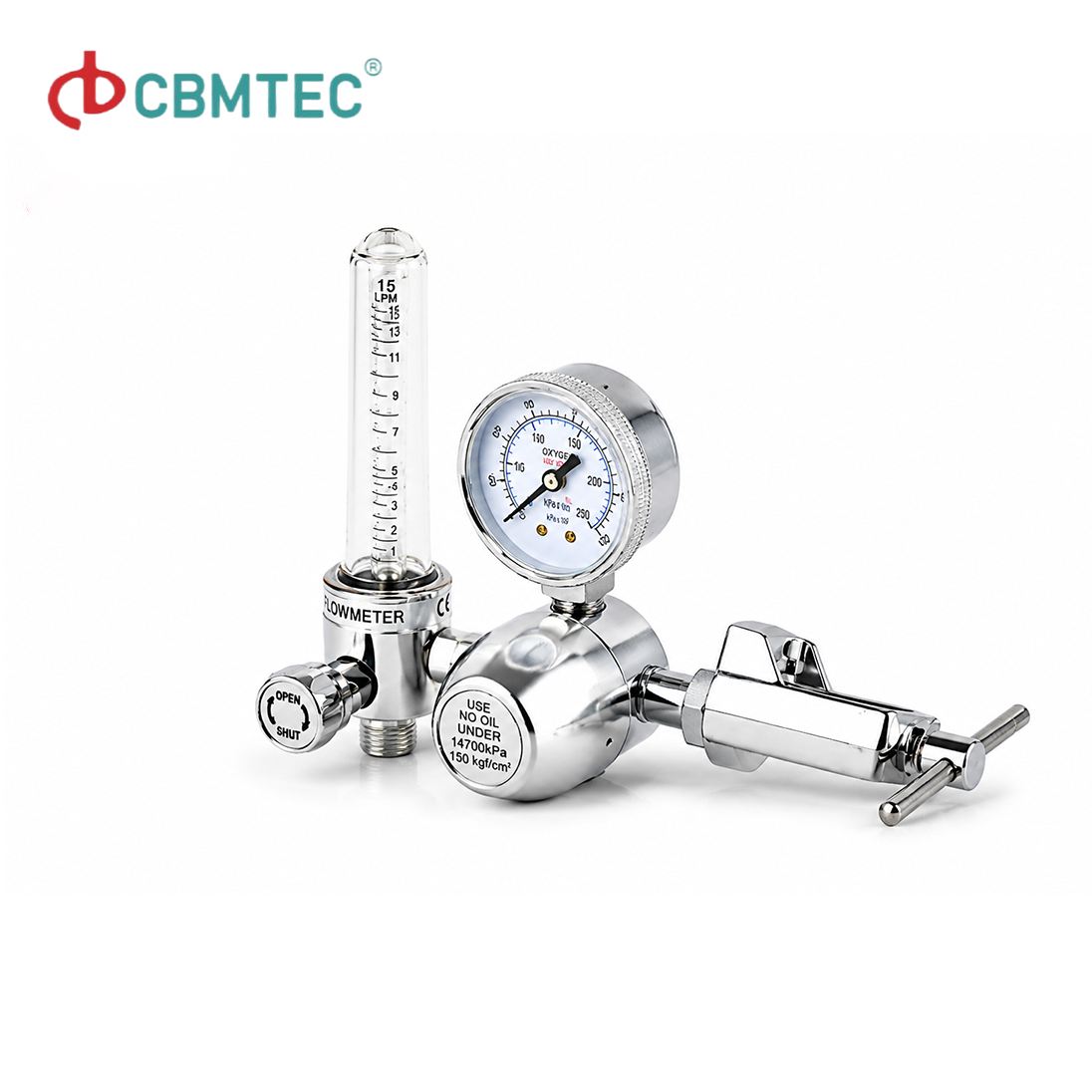 Medical Oxygen Regulator, First Aid Oxygen Regulator with Flow Meter and Humidifier for Oxygen Gas Cylinder